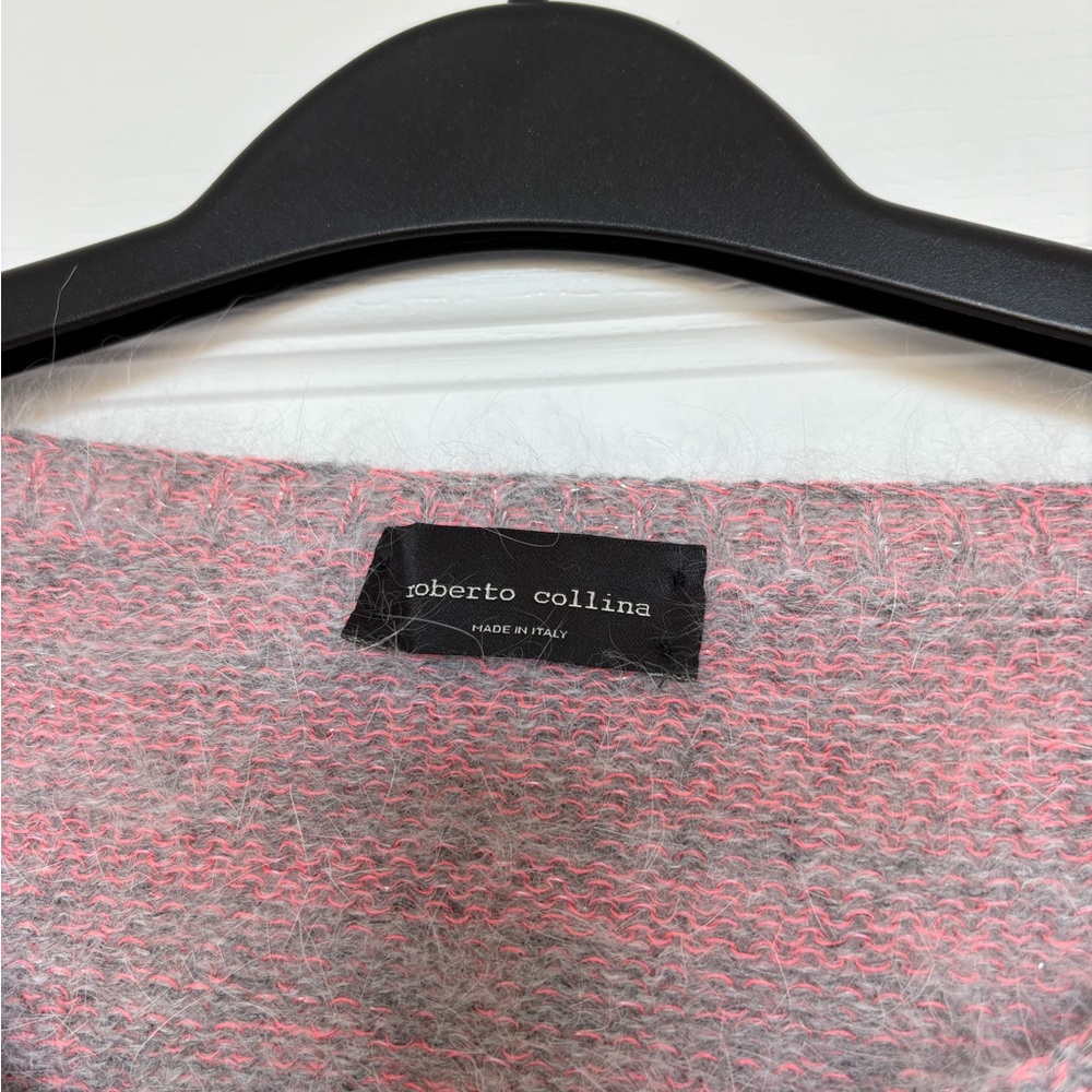Roberto Collina Vibrant Orange/ coral pink and Subtle Gray angora Knitwear - Picture 5 of 7